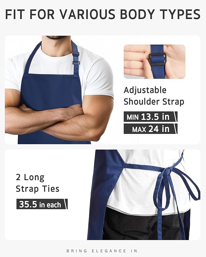 Syntus Chef Apron for Men Women Kitchen Cooking Apron with Pockets, Adjustable Bib Aprons Stain Resistant, 1 Pack