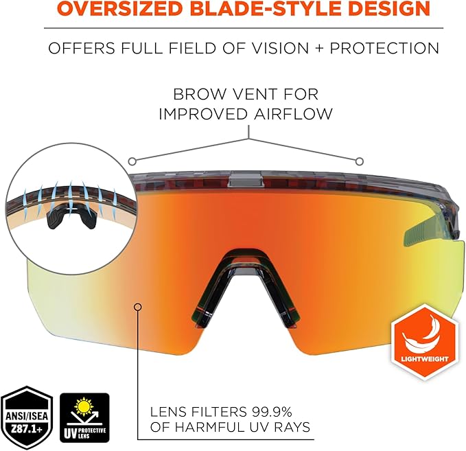 Ergodyne Skullerz AEGIR Polarized Safety Sunglasses with Fog Off+, Anti Fog Safety Glasses, Anti Scratch Mirror Lens