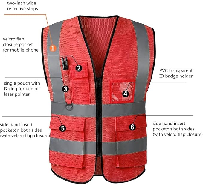 Tydon Guardian Reflective Safety Vest for Women Men High Visibility Security With Pocket Zipper Front Meet ANSI/ISEA Standard