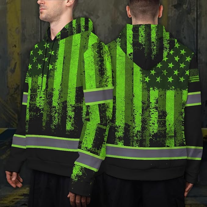 Maddly High Visibility US Flag Collection Safety Workwear Custom Name for Workers, Runners, Truckers, Patriotic