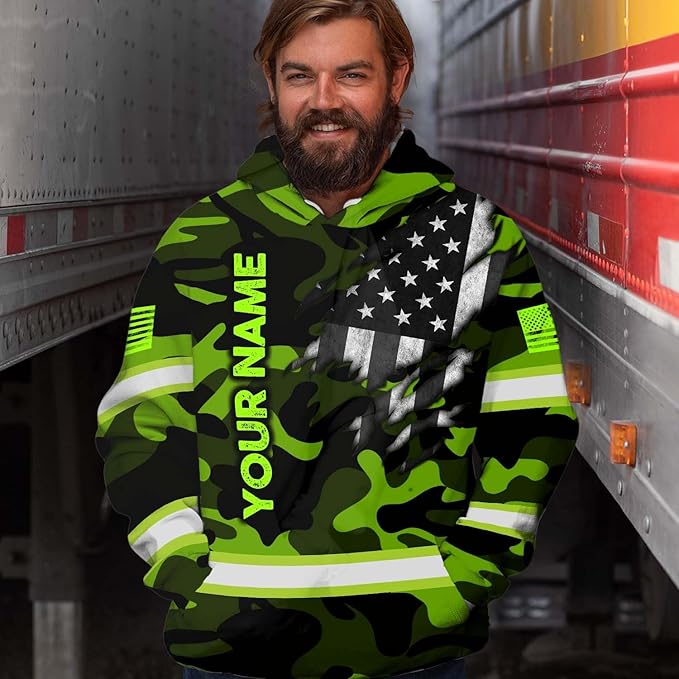 Maddly High Visibility US Flag Collection Safety Workwear Custom Name for Workers, Runners, Truckers, Patriotic