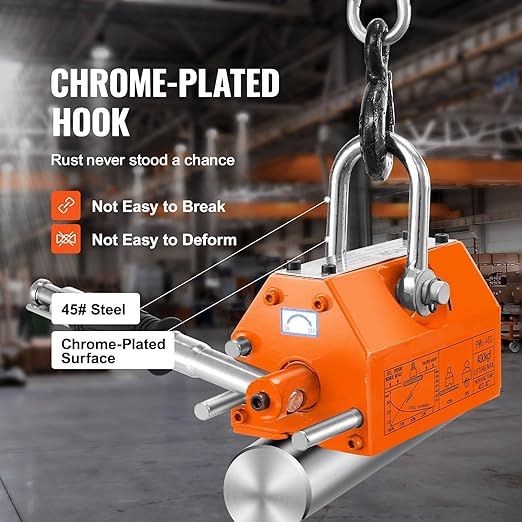 VEVOR Magnetic Lifter, 880 lbs/400 kg Pulling Capacity, 2.5 Safety Factor, Neodymium & Steel, Lifting Magnet with Release, Permanent Lift Magnets, Heavy Duty Magnet for Hoist, Shop Crane, Block, Board