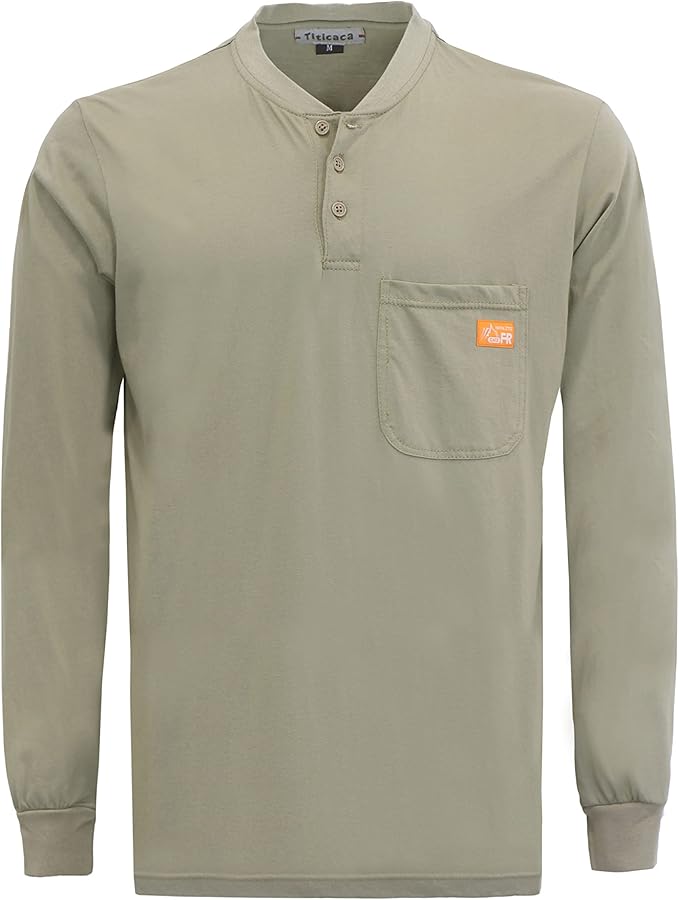 Titicaca FR Shirts for Men 5.5OZ Light Weight for Summer Flame Resistant Henley Shirts