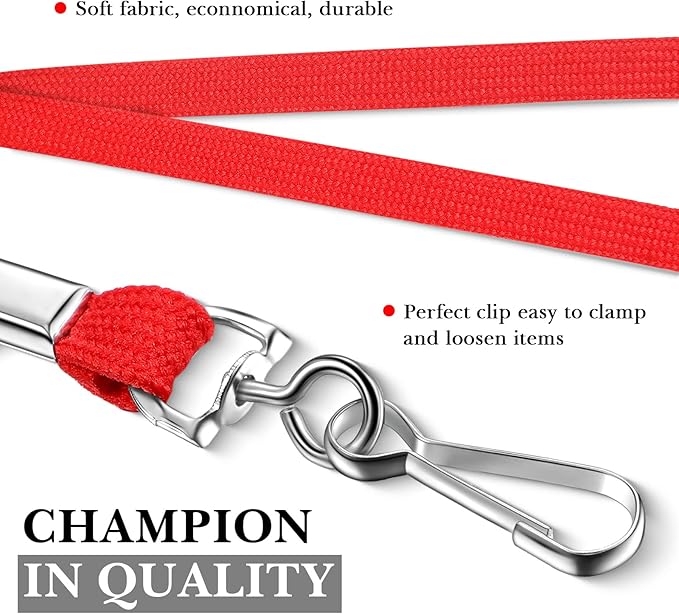 Epakh 200 Pcs Lanyards for ID Name Badge Holder Neck Lanyard Flat with Clips Neck Straps for Office School Nurse