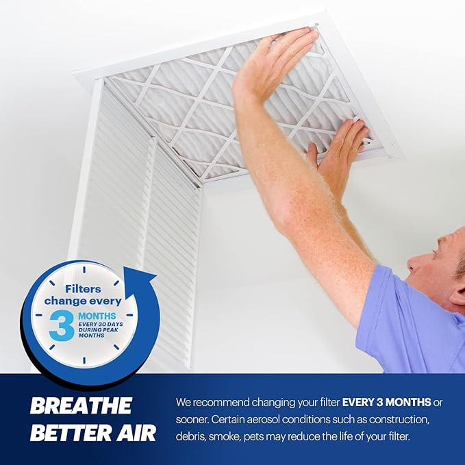 BNX TruFilter 10x10x1 Air Filter MERV 13 (6-Pack) - MADE IN USA - Electrostatic Pleated Air Conditioner HVAC AC Furnace Filters for Allergies, Pollen, Mold, Bacteria, Smoke, Allergen, MPR 1900 FPR 10