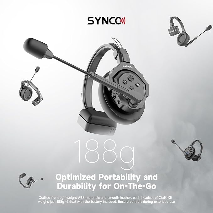 SYNCO XTalk X9 2.4GHz Wireless Headset with Microphone Intercom System Random Master Device Design for Movie Shoot Live Show Stage Performance (9 PCS)