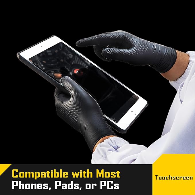 COOLJOB 8 Mil Disposable Nitrile Gloves, Diamond Textured Grip for Cleaning, Dying, Cooking, Waterproof, 100 Count, M-XL
