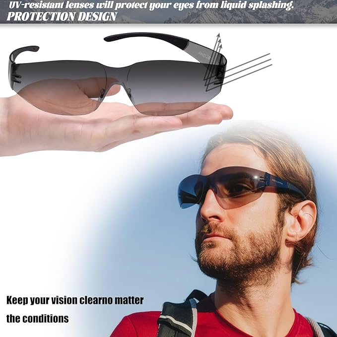 Safety Glasses Bulk ANSI Z87.1, Wrap Around Resistant Scratch Eye Protective Eyewear for Men Women Work Lab