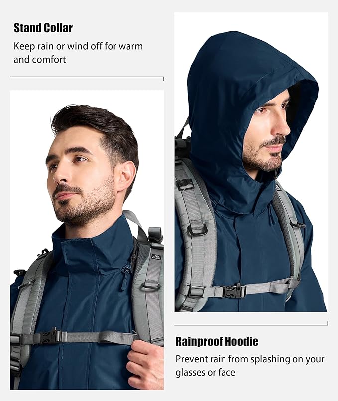 SWISSWELL Mens Women Rain Suit Rain Jacket and Pants Waterproof Lightweight Windbreaker with Detachable Hood for Golf Fishing