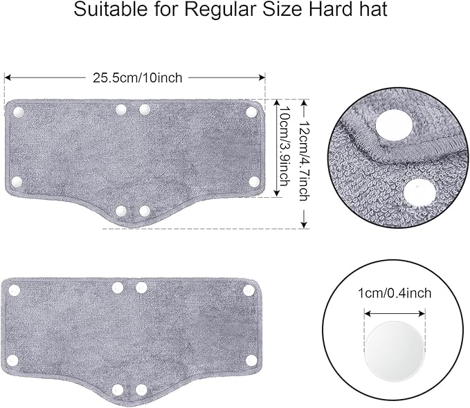 24 Pieces Hard Hat Sweatband, Cotton Helmet Sweatband Hard Hat Liner, Washable Sweat Band Reusable Safety Sweat Band Snap Hard Accessories (Gray)