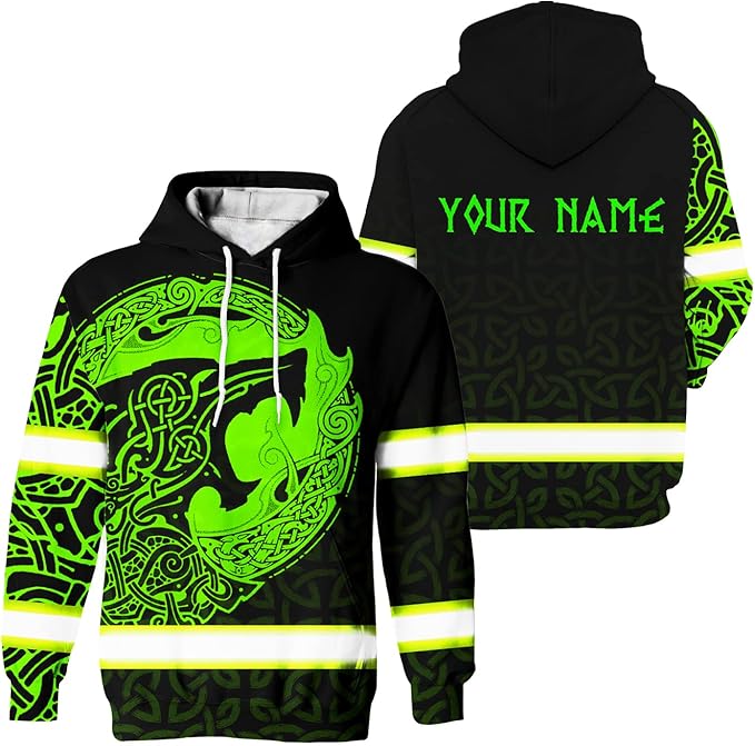 Matedecor Skull High Visibility Shirt Men Reflective Safety Shirts US Flag Custom Name Workwear, Runners, Walkers, Patriotic