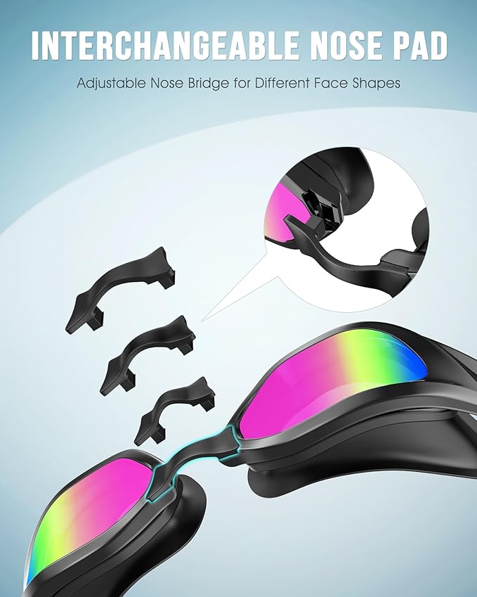 Swim Goggles, Unisex Adult Swimming Goggles Upgraded Anti Fog Anti UV No Leakage Wide View for Men Women Youth