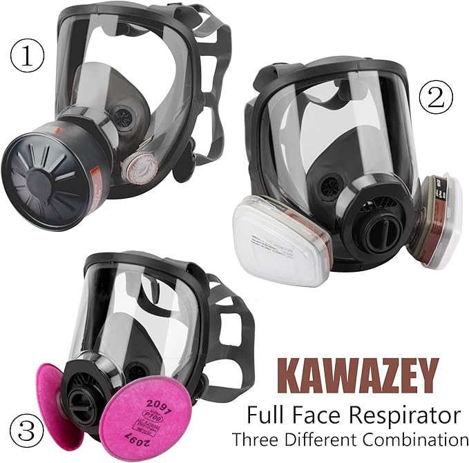 [Full Face Respirаtor] Reusable Respirator Mask with 40mm Activated Carbon Filter for Industrial, Welding, Polishing, Chemical Handling, Painting
