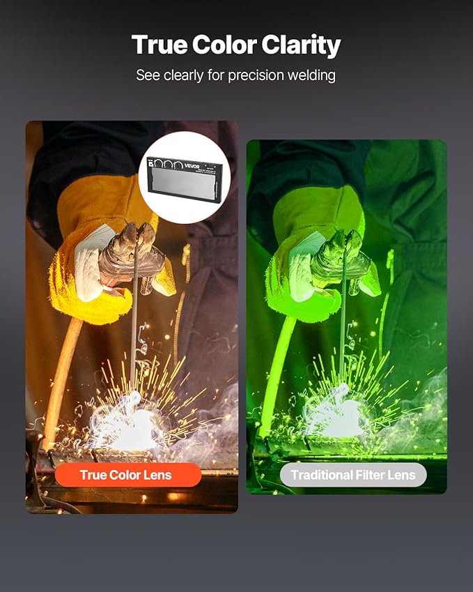 VEVOR Auto Darkening Welding Lens 4.25" x 2", Shade 5-13 Adjustable True Color Welding Lens with Dual Arc Sensors & Gold Coating, Compatible with Most Welding Helmets for TIG, MIG, MMA Applications