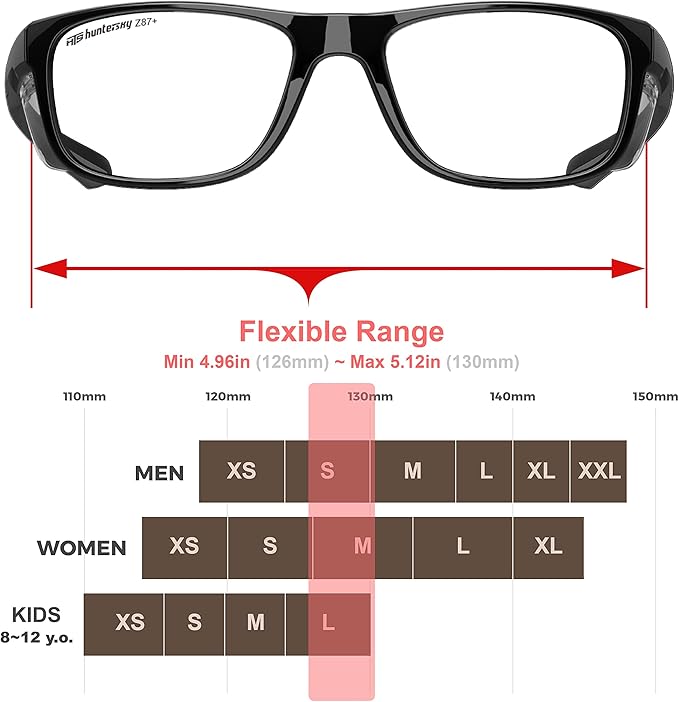 HTS TR90NZZ Safety Glasses Small Size with Side Shields ANSI Z87 Optical Eyeglass prescription Frame Scratch Fog Resistant