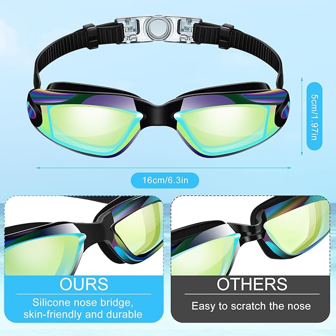Flutesan 6 Pack Swimming Goggles Adult Kids Anti Fog Pool Goggles with Ear Plugs Nose Clip No Leaking Full Protection