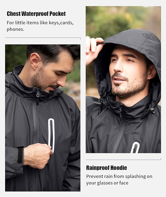 SWISSWELL Men's Waterproof Golf Rain Suit Rain Gear Jacket and Pant Outdoor Lightweight Hooded Raincoat