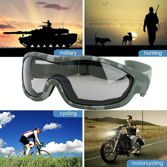 Viriber Motorcycle Goggles - UV Protective Outdoor Glasses, Dust-proof Combat Goggles, Military Sunglasses - Camouflage