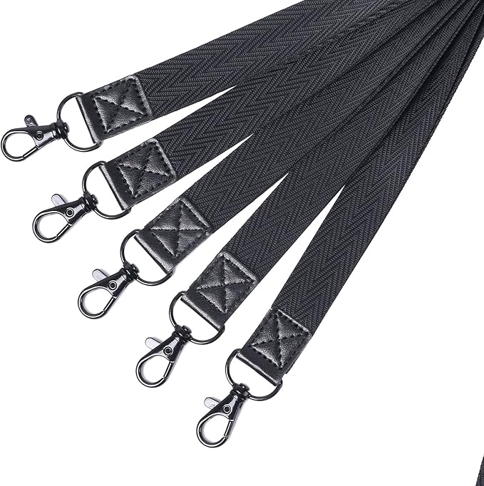 YOUOWO Black Lanyards 5 Pcs For ID Badge Holder New Pattern Black Metal Hook Cute Neck Office Lanyard For Keys Cruise ID Card KeyChain