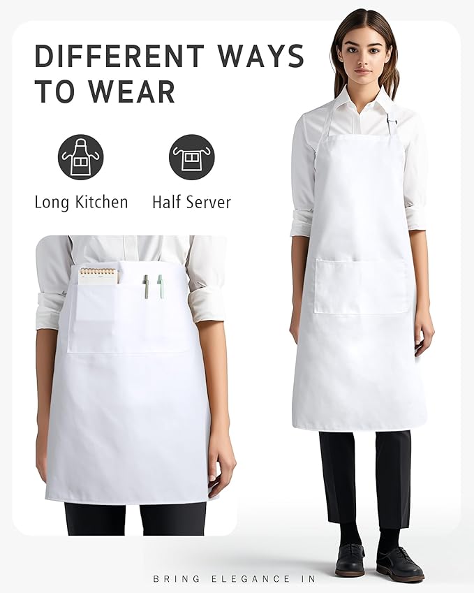 Syntus Chef Apron for Men Women Kitchen Cooking Apron with Pockets, Adjustable Bib Aprons Stain Resistant, 1 Pack