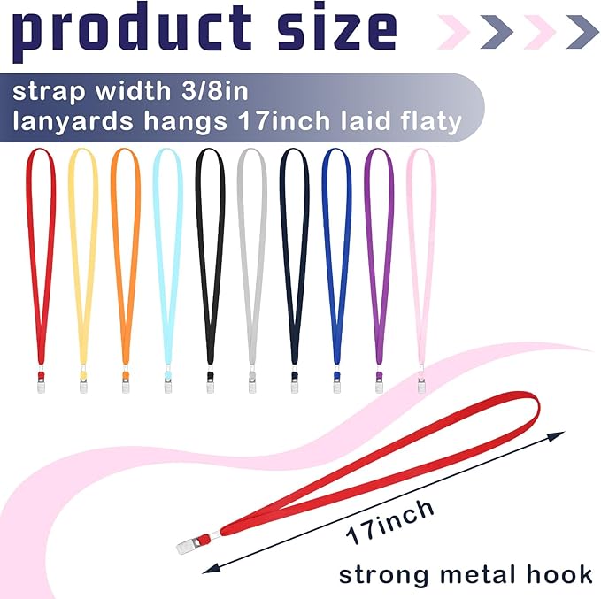 Hoolerry 300 Pcs Lanyards Clips Bulk for ID Name Badge Holder Lanyards Flat with Swivel Hook for Office School(Multicolor)
