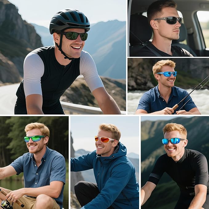 Sports Polarized Sunglasses for Men Women Wrap Around Sun Glasses Fishing Cycling Driving Running UV Protection