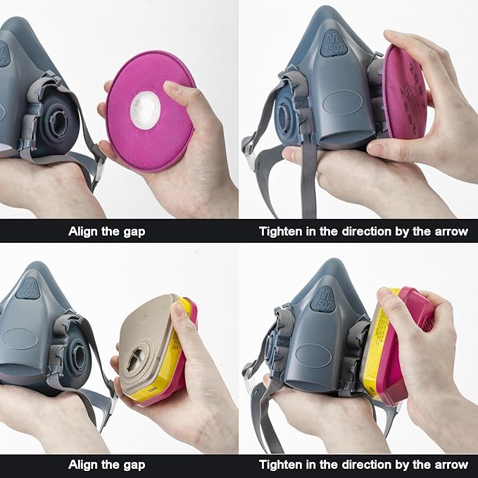 RANKSING Reusable Respirator Mask 7502 with 2097 Filter and Cartridges Half Gas Mask for Painting,Spraying,Polising and More