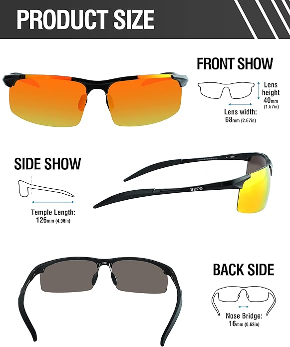 DUCO Mens Sports Polarized Sunglasses UV Protection Sunglasses for Men 8177s