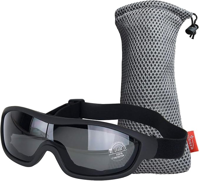Viriber Motorcycle Goggles - UV Protective Outdoor Glasses, Dust-proof Combat Goggles (Deep Black)