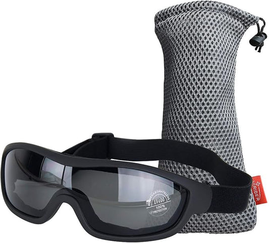 Viriber Motorcycle Goggles - UV Protective Outdoor Glasses, Dust-proof Combat Goggles (Deep Black)