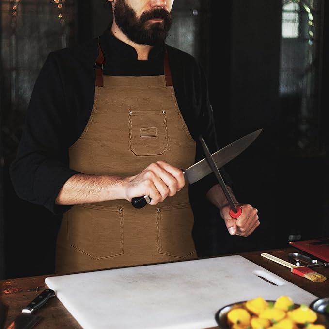 Chef Sac Chef Apron | Cotton Canvas Kitchen Apron | Aprons for Men | Aprons for Women with Pockets | Professional Chef Aprons