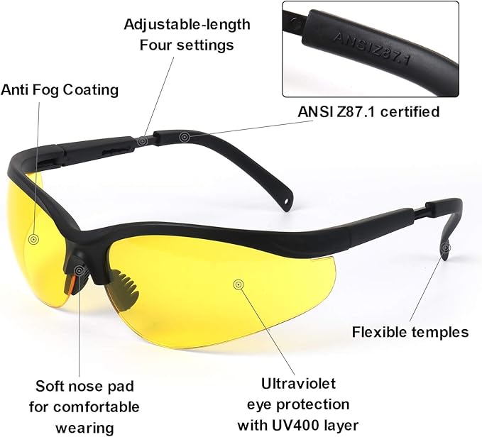 Shooting Glasses for Men and Women Anti Fog ANSI Z87.1 Eye Protection