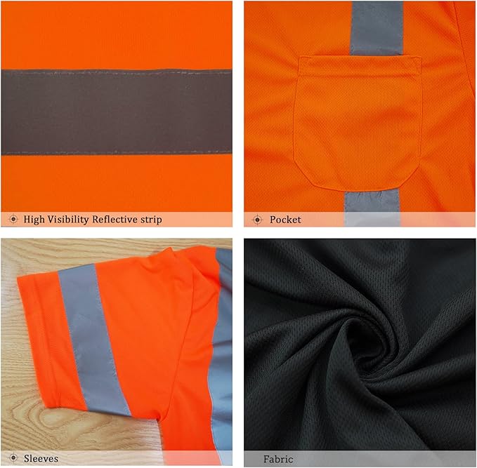 Safety Shirt short Sleeve High Visibility Reflective Breathable T Shirt for Work Warehouse Construction Class 3