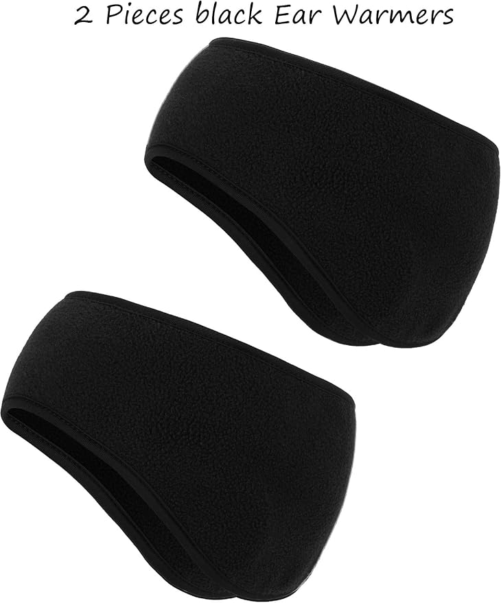 Boao 2 Pieces Ear Warmer Headbands Fleece Earmuffs Winter Ear Covers Running Wicking Ski Sport Headband for Women & Men