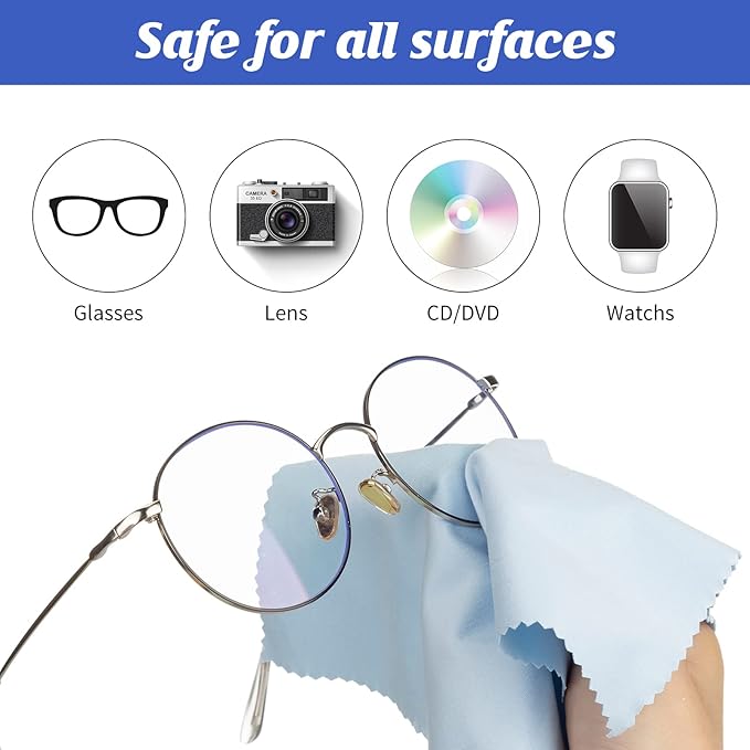 Treela 200 Pcs Microfiber Glasses Cleaning Cloth 6 x 7'' Eyeglasses Cleaner Wipes Lens Screen Cleaning Cloth for Glasses, Cameras Lens, Cell Phone, LCD TV Screens, Laptops, Tablets(Multi Color)