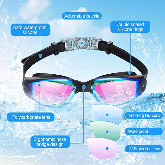 Konohan 24 Pack Swim Goggles Bulk for Kids adult Pool Goggles Anti Fog Silicone No Leak Swimming Glasses for Men Women Youth