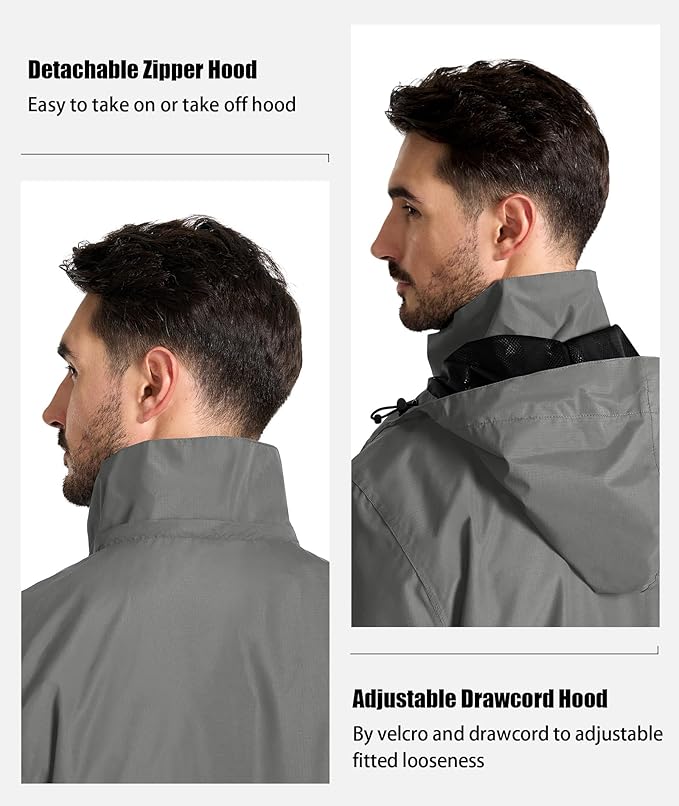 SWISSWELL Mens Women Rain Suit Rain Jacket and Pants Waterproof Lightweight Windbreaker with Detachable Hood for Golf Fishing