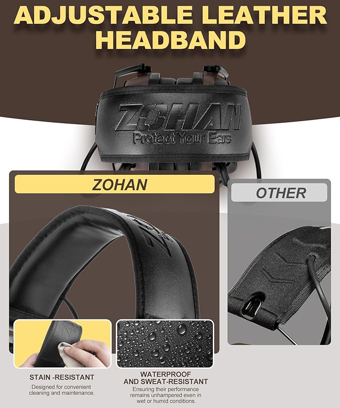 ZOHAN EM054 Electronic Shooting Ear Protection with Sound Amplification, Slim Active Noise Reduction Earmuffs for Gun Range