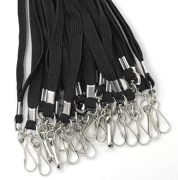 Beebel Lanyards 100 Pack Black Lanyards with Swivel Hook Clips for ID Name Badge Holder (Yellow, 100 Pack)