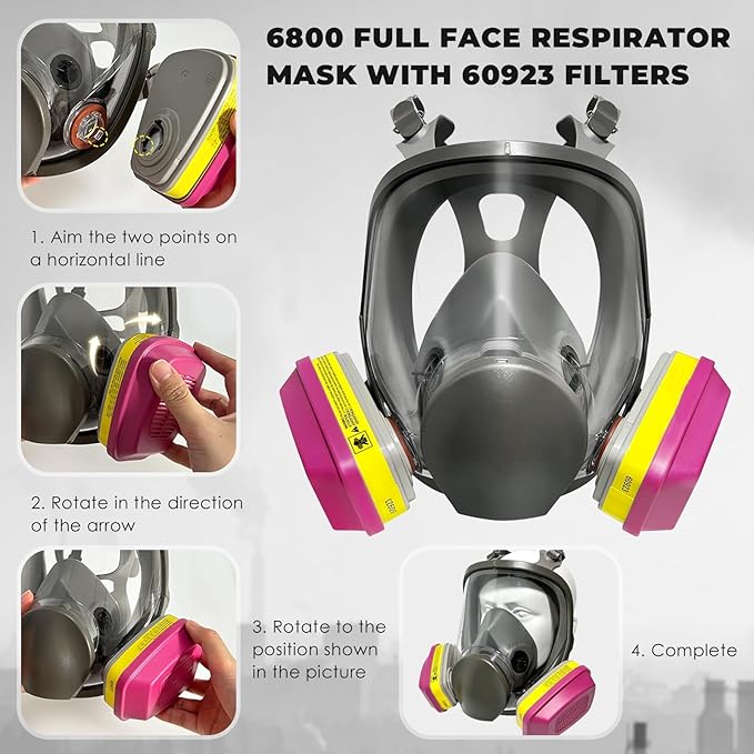 Full Face Respirator Mask, Paint Respirator Mask with 60923 Filters against Organic Vapor Gases for Spray Paint Chemicals Epoxy Resin Welding Sanding