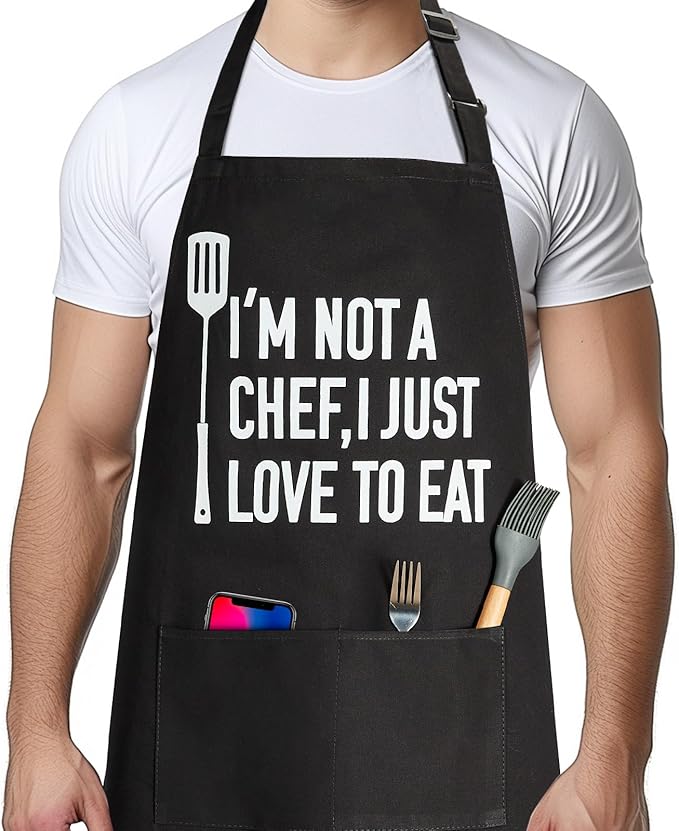 Syntus Chef Apron for Men Women Kitchen Cooking Apron with Pockets, Adjustable Bib Aprons Stain Resistant, 1 Pack