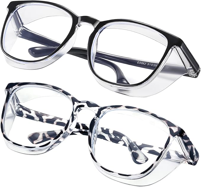 Safety glasses Goggles Nurses Protective Eyewear - Anti Fog Square Frame Stylish Clear Glasses for Women Men