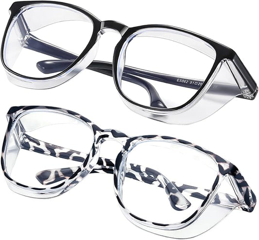Safety glasses Goggles Nurses Protective Eyewear - Anti Fog Square Frame Stylish Clear Glasses for Women Men