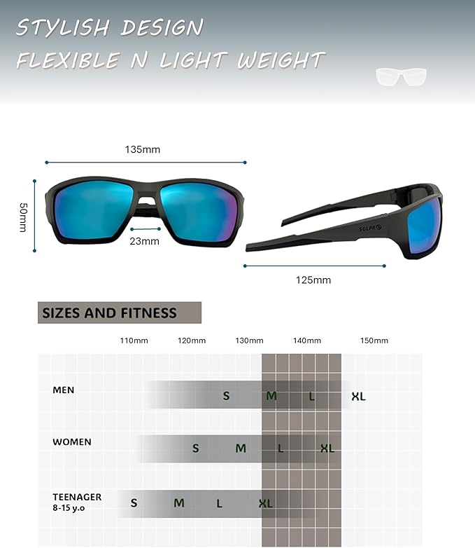 Polarized Riding Sunglasses Foam Padded Wraparound Fit Men Women Motorcycle Driving Running Cycling Fishing