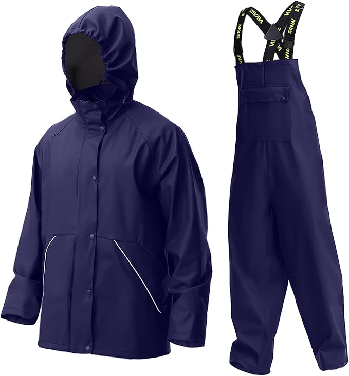 Rain Suit for Men Heavy Duty Workwear Waterproof Jacket with Pants 3 Pieces