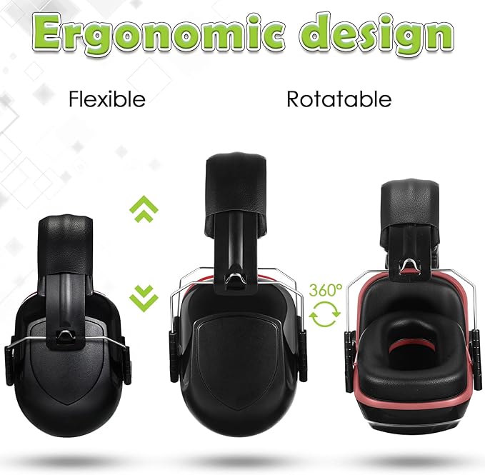 Xuhal 9 Pcs Ear Protection Earmuffs, Adjustable NRR 28dB Noise Reduction Headphone for Shooting Mowing Noise Cancelling