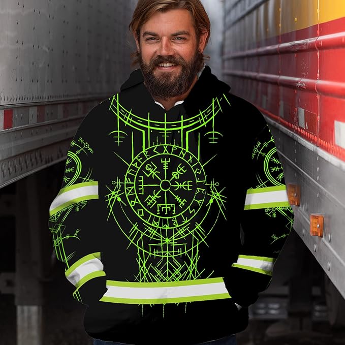 Matedecor Skull High Visibility Shirt Men Reflective Safety Shirts US Flag Custom Name Workwear, Runners, Walkers, Patriotic
