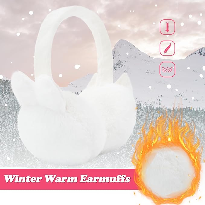 Kids Winter Earmuffs Baby Warm Ear Muff Girls Cute Furry Ear Warmers Boys Foldable Ear Covers for Cold Weather