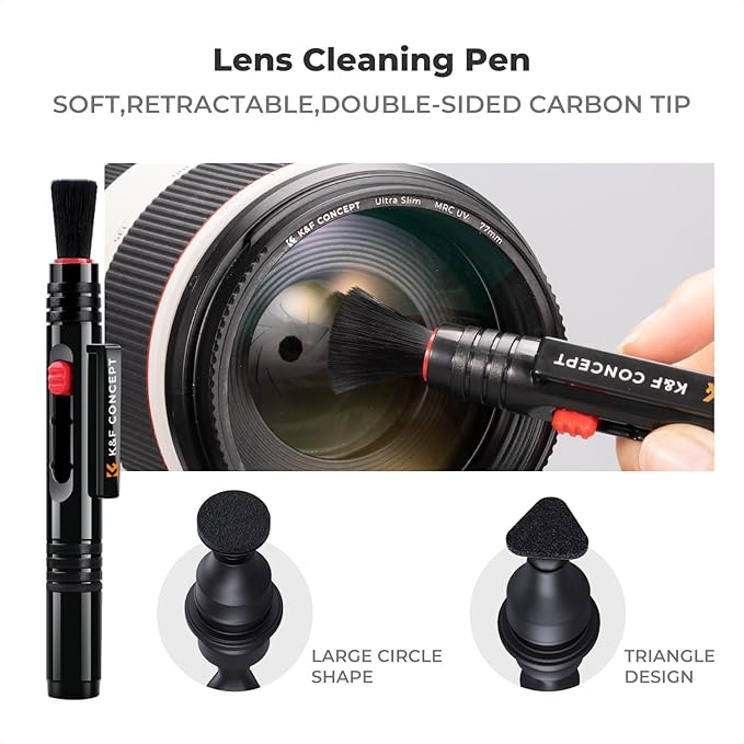 K&F Concept 15-in-1 Camera Lens Cleaning Kit with Camera Blower, Glasses Wipes*10, Cleaning Liquid, Microfiber Cleaning Cloth*2, Lens Cleaning Pen for DSLR Camera Lens Filter Cell Phones