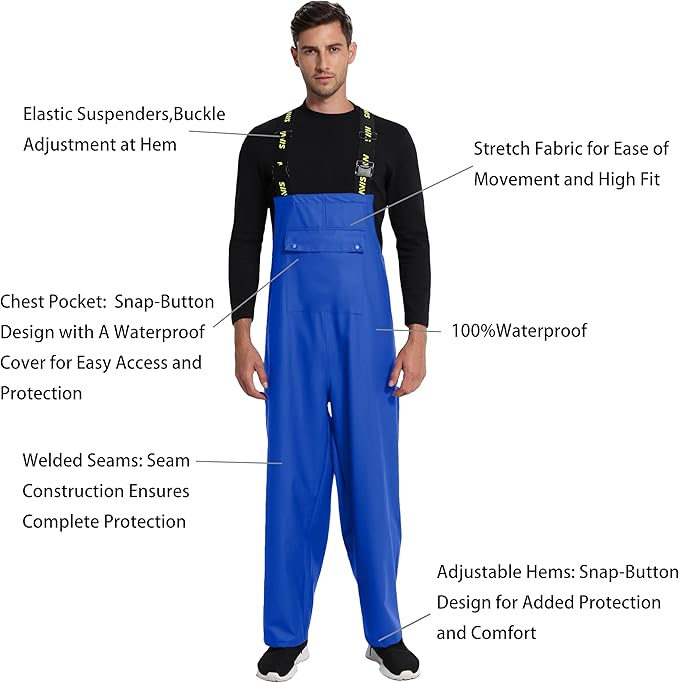 Rain Suit for Men Heavy Duty Workwear Waterproof Jacket with Pants 3 Pieces